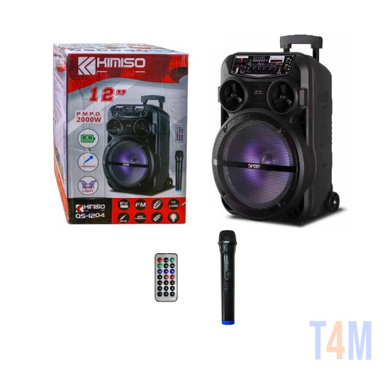 SPEAKER KIMISO QS-1204 12" WITH WIRELESS MICROPHONE AND REMOTE 